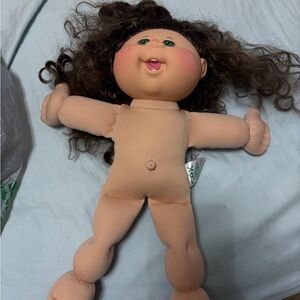 Plush Soft-Body Baby Doll with Brown Curly Hair - Tan Skin